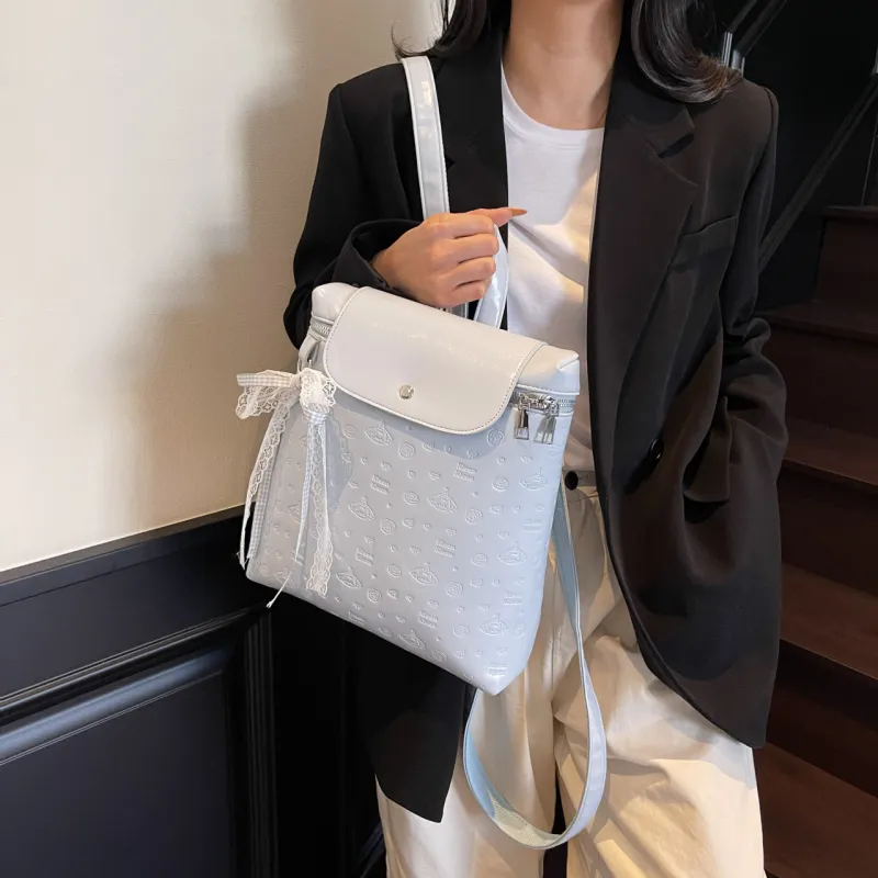 XIANGSU Pu Backpack Unisex White/Black/Pink/Silver-19