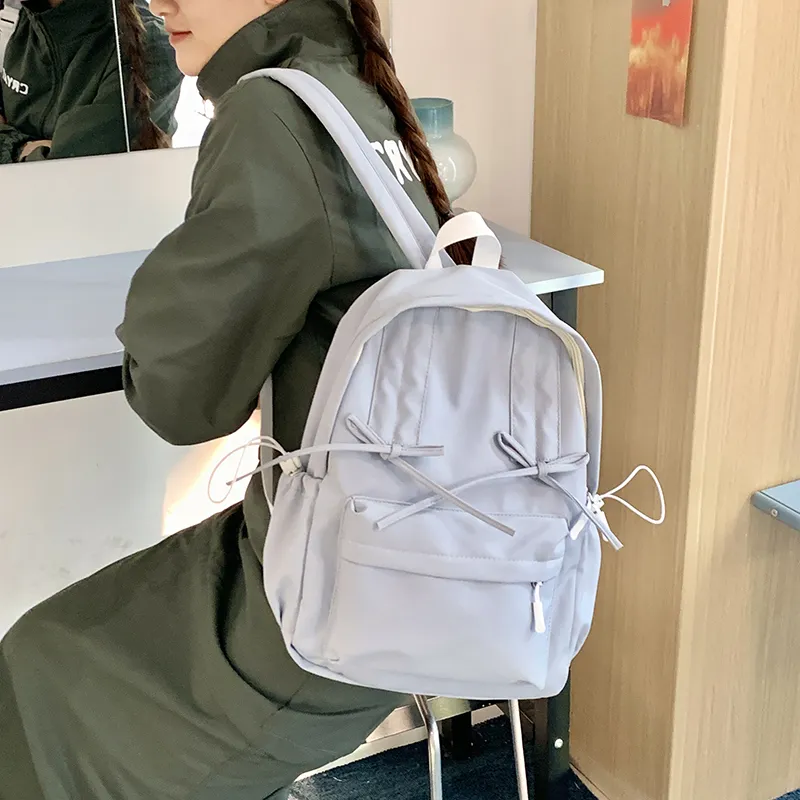 XIANGSU Nylon Fabric Backpack Women's Light Green/Dark Green/Gray/Black-18