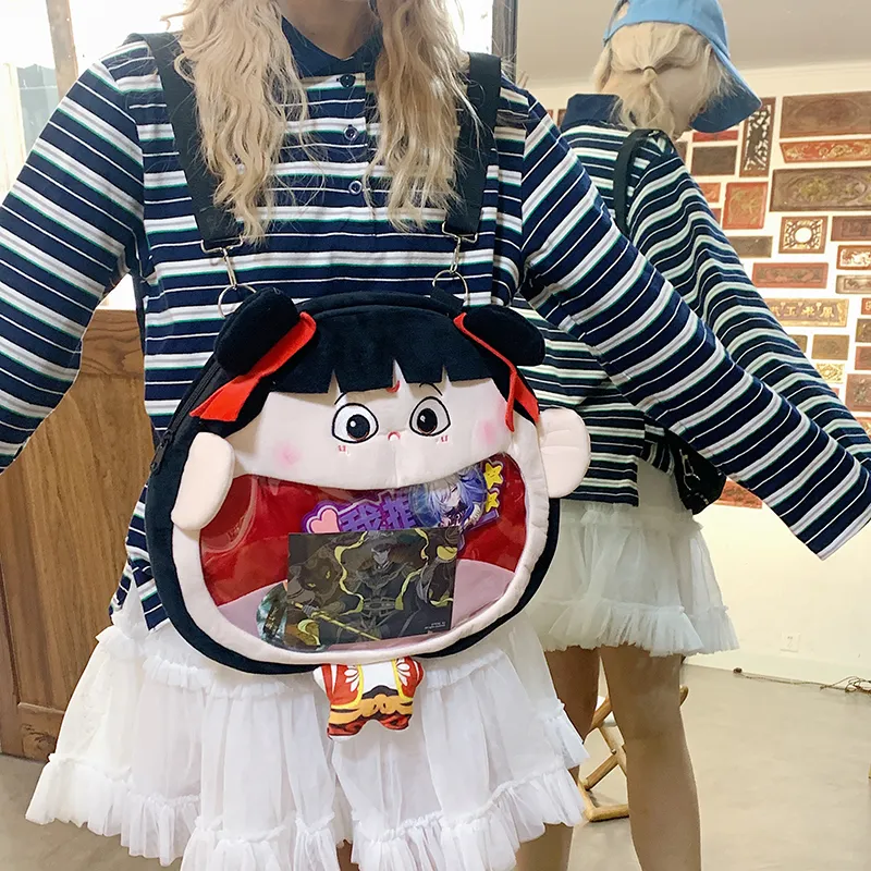 XIANGSU Plush Backpack Unisex Red-5