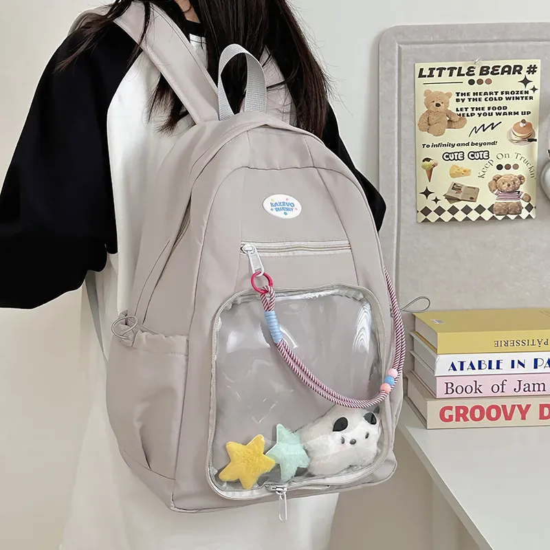 XIANGSU Nylon Backpack Regular Unisex Yellow/Blue/Gray-13