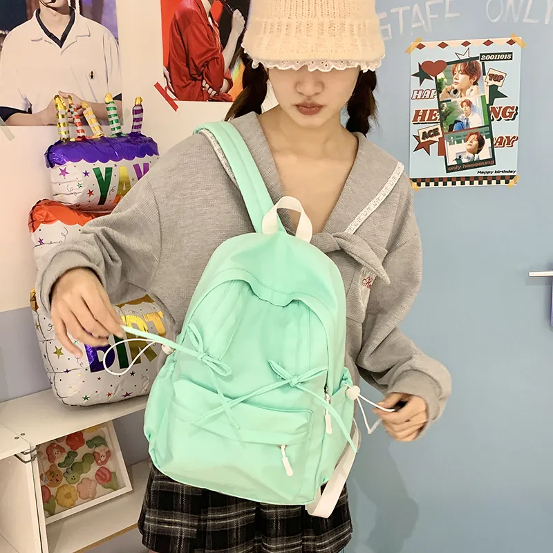 XIANGSU Nylon Fabric Backpack Women's Light Green/Dark Green/Gray/Black-10