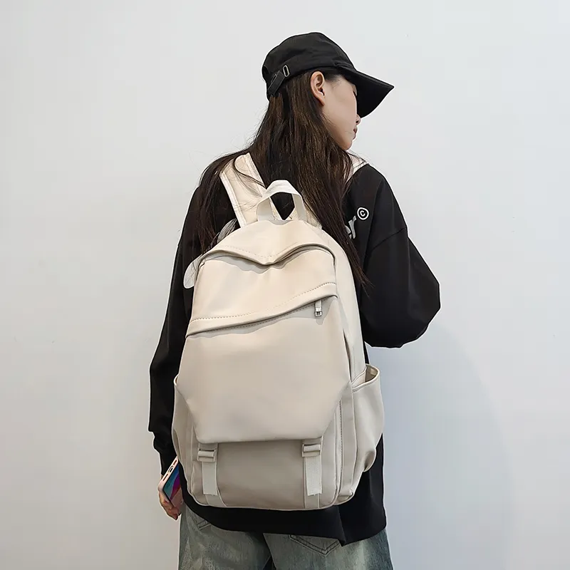 XIANGSU PU Backpack Unisex White/Black/Gray/Brown-4