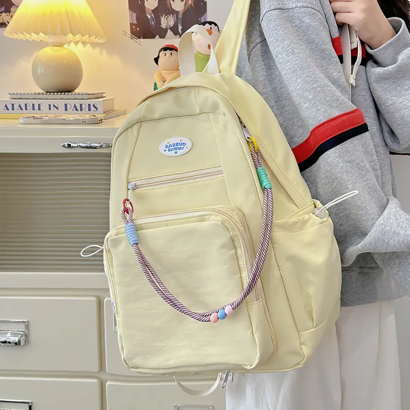 XIANGSU Nylon Backpack Regular Unisex Yellow/Blue/Gray-4