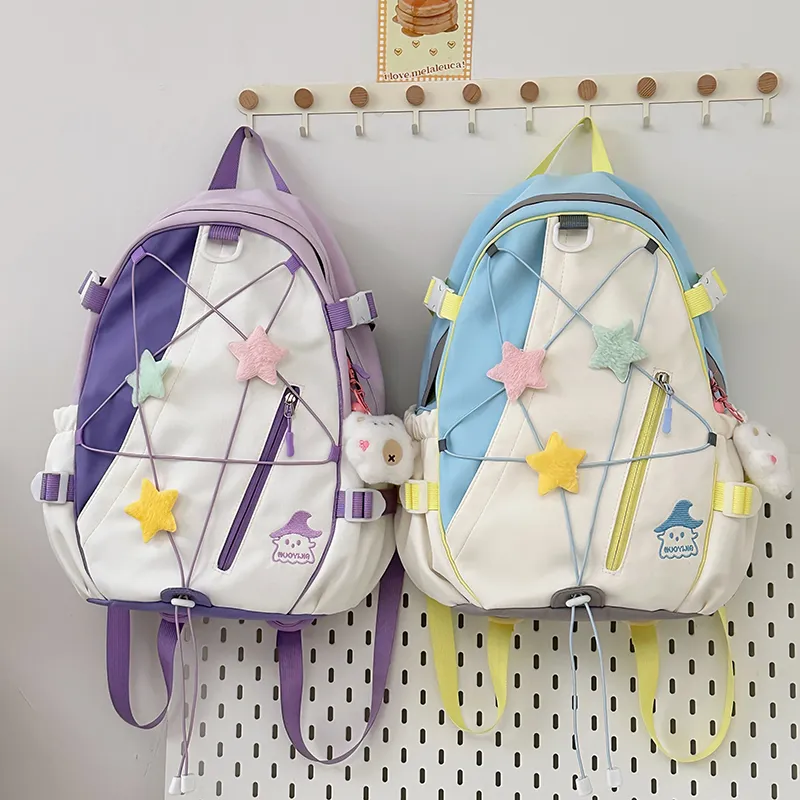 XIANGSU Nylon Backpack Large Size Unisex Multicolor-17
