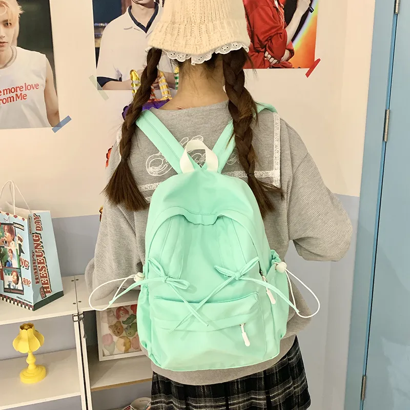 XIANGSU Nylon Fabric Backpack Women's Light Green/Dark Green/Gray/Black-8