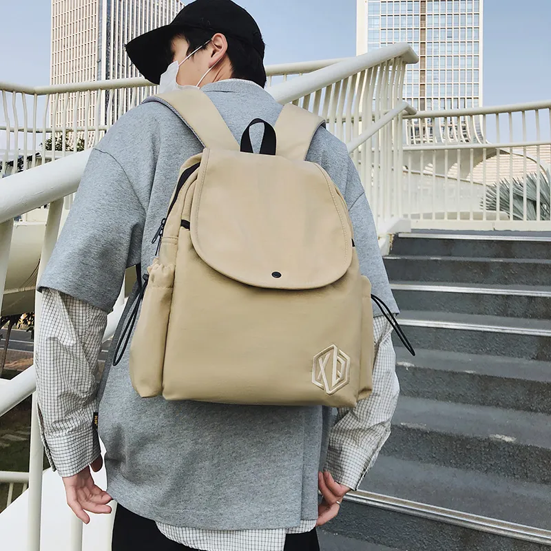 XIANGSU Nylon Backpack Unisex White/Khaki/Black/Gray/Red/Pink-6