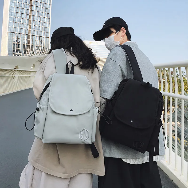 XIANGSU Nylon Backpack Unisex White/Khaki/Black/Gray/Red/Pink-16