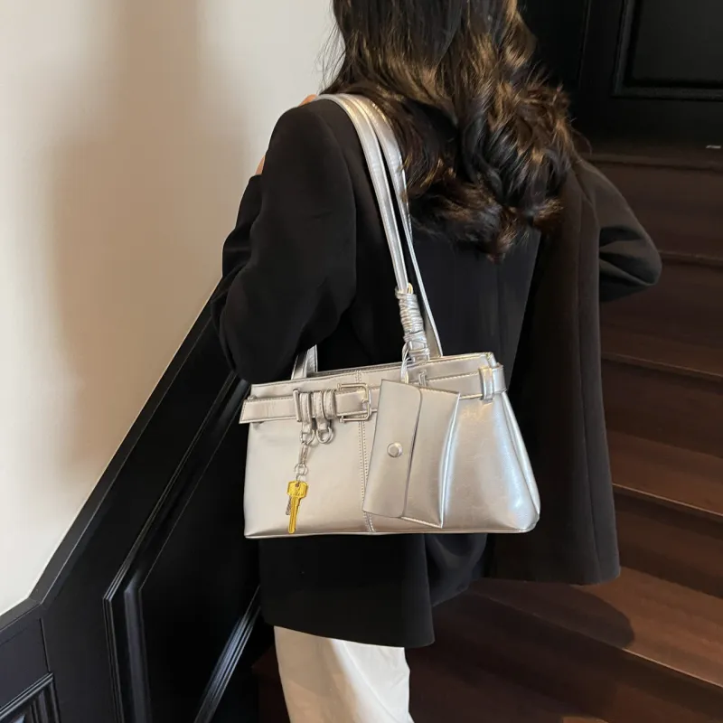 XIANGSU PU Shoulder Bag Regular Women's White/Silver/Black/Blue/Pink-9