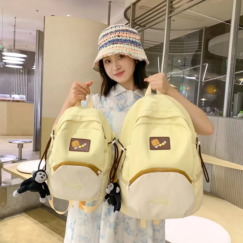 XIANGSU Nylon Backpack Unisex Green/Yellow/Gray-6