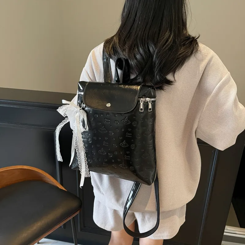 XIANGSU Pu Backpack Unisex White/Black/Pink/Silver-10