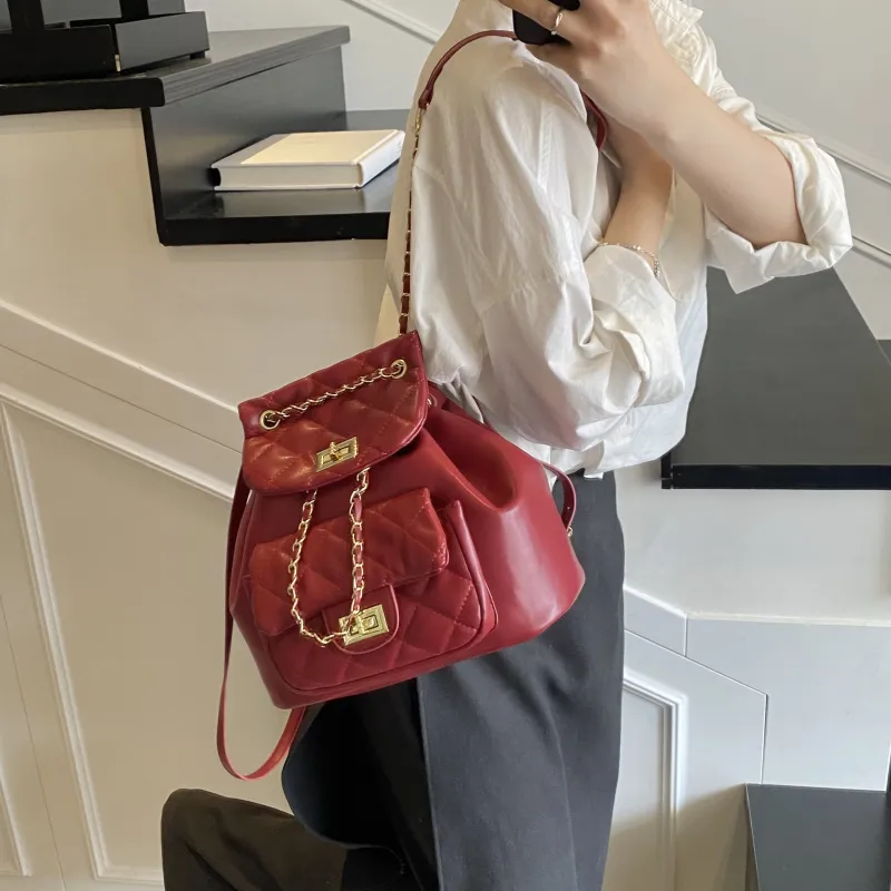 XIANGSU PU Backpack Women's White/Black/Red/Pink-23