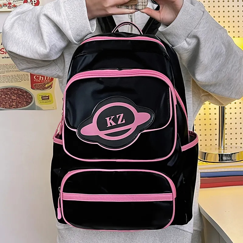 XIANGSU PU Backpack Unisex Pink/Fuchsia/Gray/Black-7