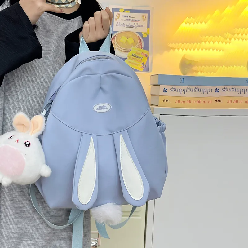 XIANGSU Nylon Fabric Backpack Regular Unisex White/Pink/Yellow/Blue/Black-17