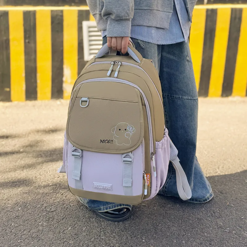 XIANGSU Oxford Backpack Unisex Pink/Brown/Green/Purple/White & Black/Gray & Black-13