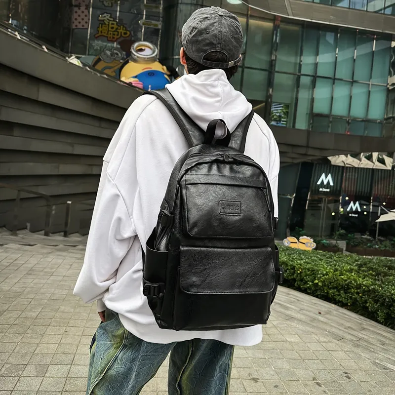 XIANGSU Pu Backpack Men's Black/Brown-3