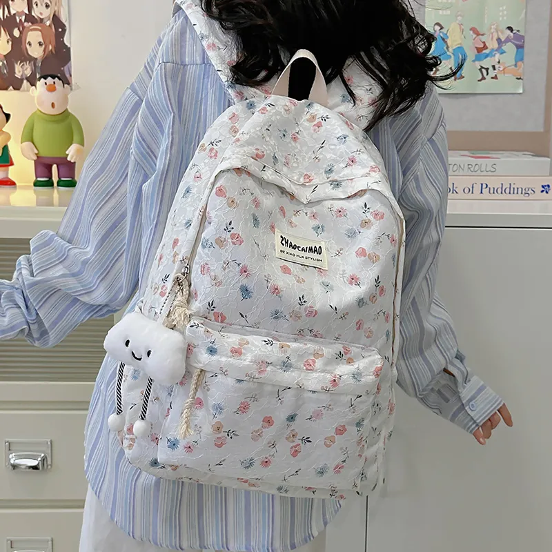 XIANGSU Polyester Backpack Women's Blue/White/Black-8