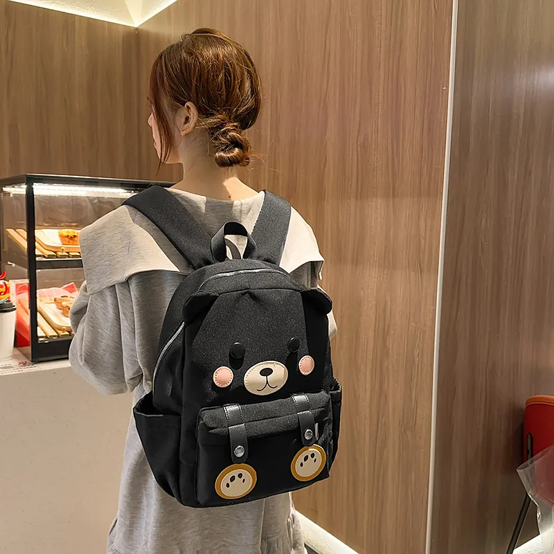 XIANGSU Nylon Backpack Women's Brown/White/Black-19