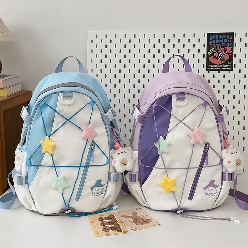 XIANGSU Nylon Backpack Large Size Unisex Multicolor-16