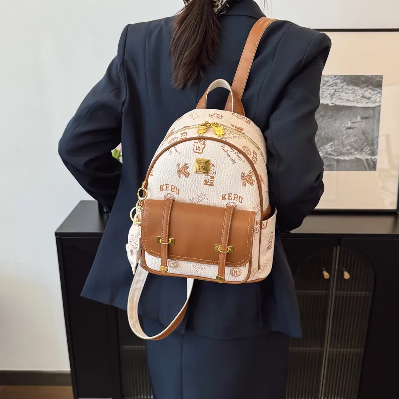 XIANGSU PU Backpack Women's Ecru/Pink/Brown/Black-3