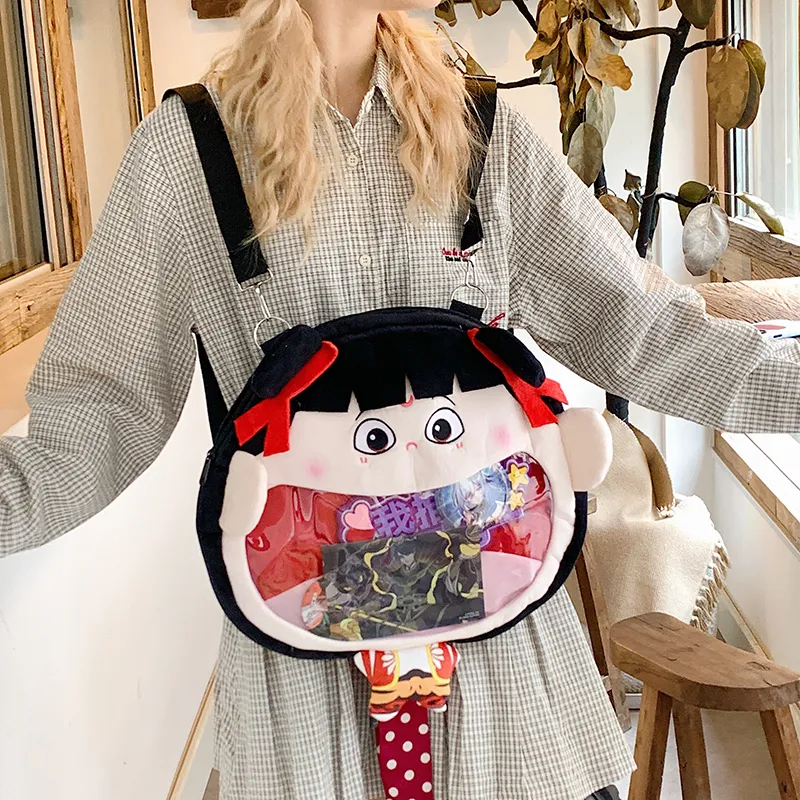 XIANGSU Plush Backpack Unisex Red-4