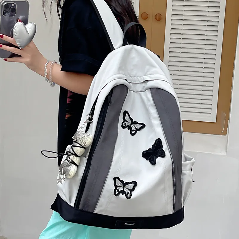XIANGSU Nylon Backpack Women's Green/Gray-8