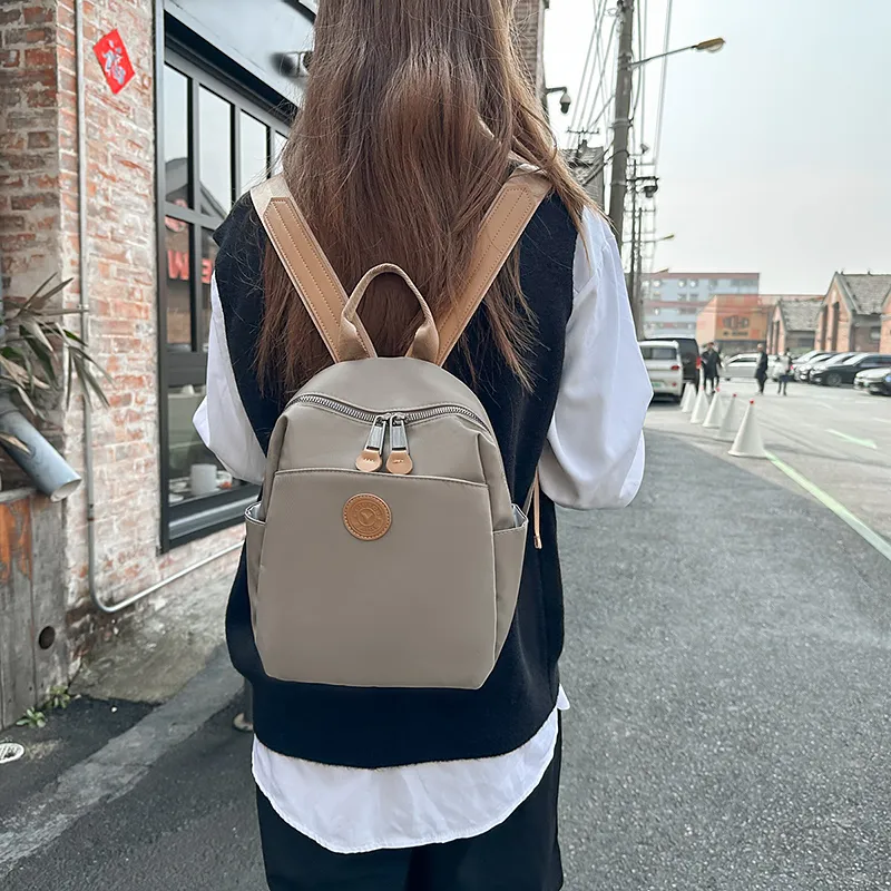 XIANGSU Nylon Backpack Small Size Unisex Coffee/Gray/Black-8