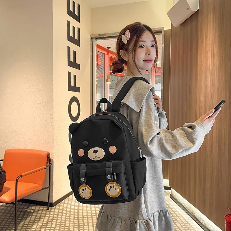 XIANGSU Nylon Backpack Women's Brown/White/Black-15