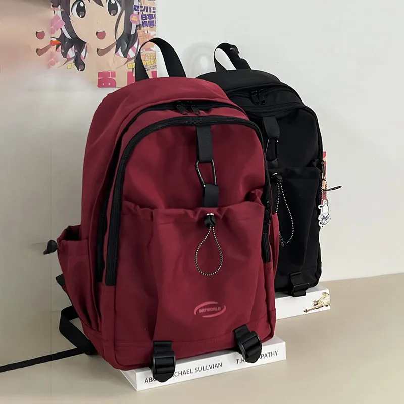 XIANGSU Nylon Backpack Unisex Red/Pink White/Black-1