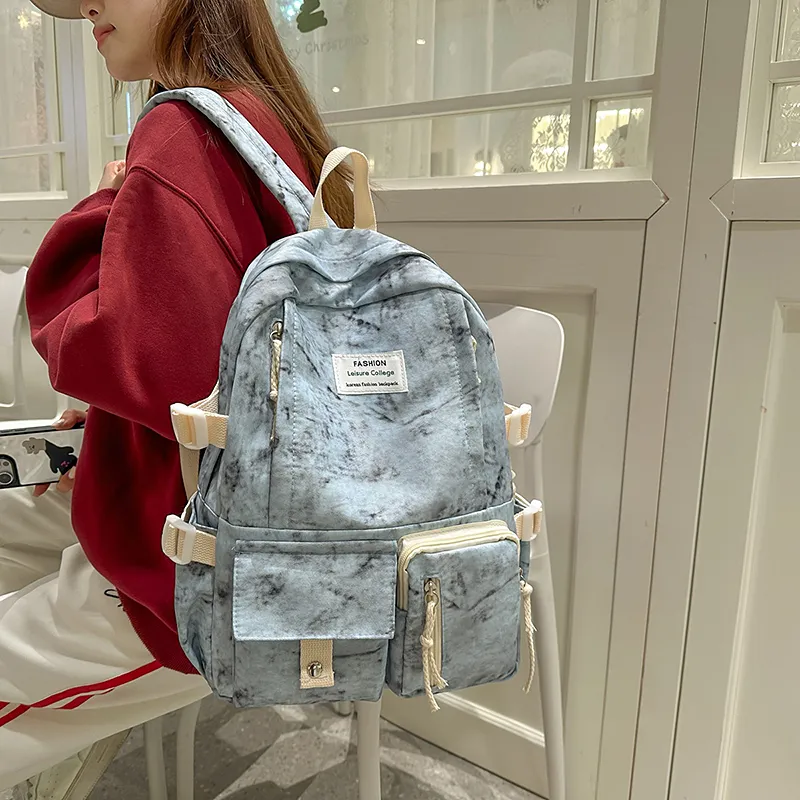 XIANGSU Nylon Backpack Unisex Blue/Red/Black/White-1