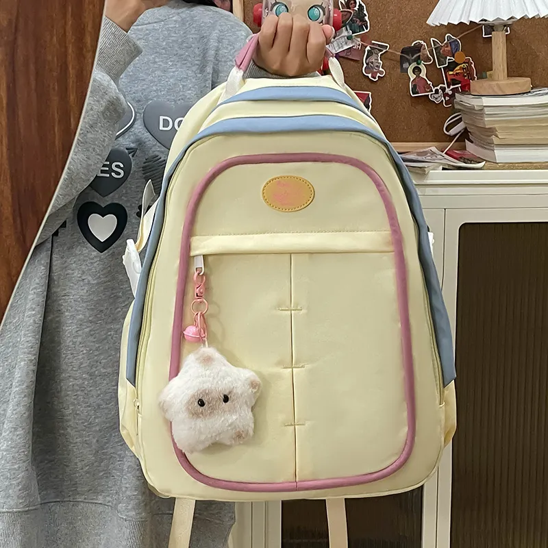 XIANGSU Nylon Backpack Women's Yellow/Pink/White/Black-1