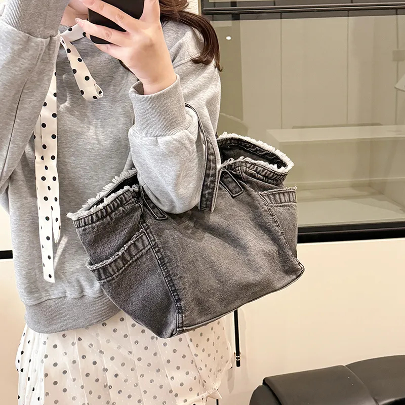 XIANGSU Canvas Bag, Shoulder Bag Women's Light Blue/Dark Blue/Black-15