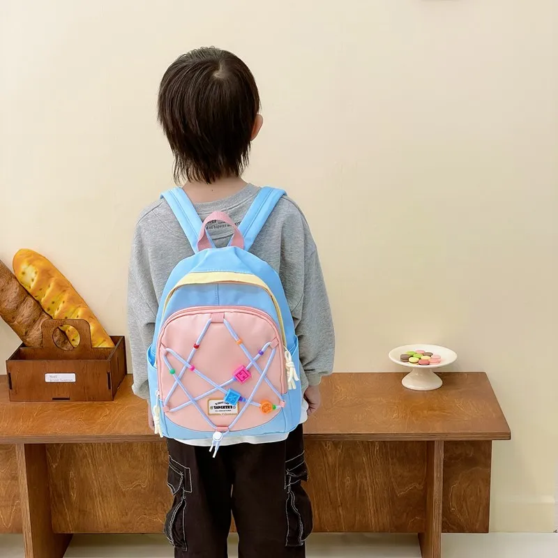 XIANGSU Nylon Backpack Unisex Light Blue/Beige/Pink/Purple/Dark Blue-1