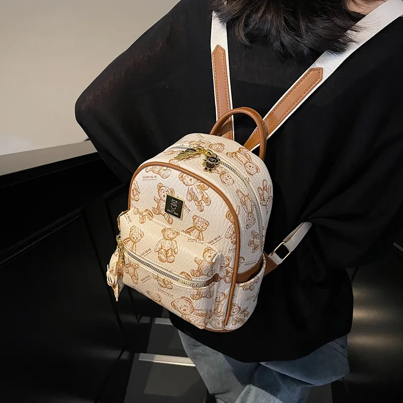 XIANGSU PU Backpack Women's Ecru/Pink/Black/Brown-3
