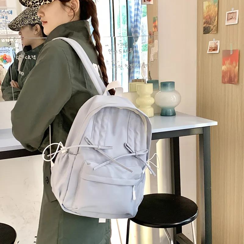 XIANGSU Nylon Fabric Backpack Women's Light Green/Dark Green/Gray/Black-17
