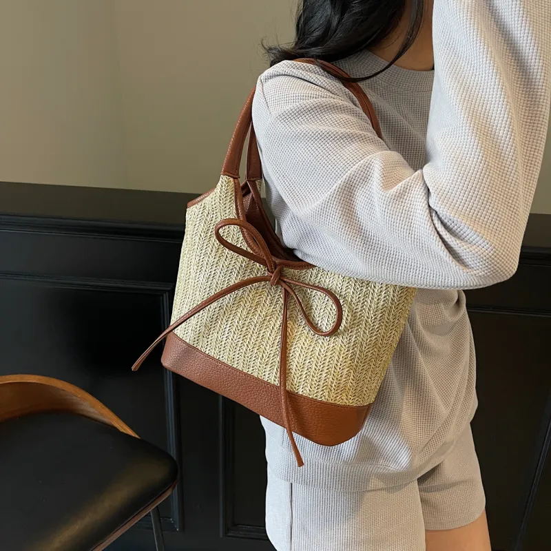 XIANGSU Straw Woven Shoulder Bag Women's Multicolor-18