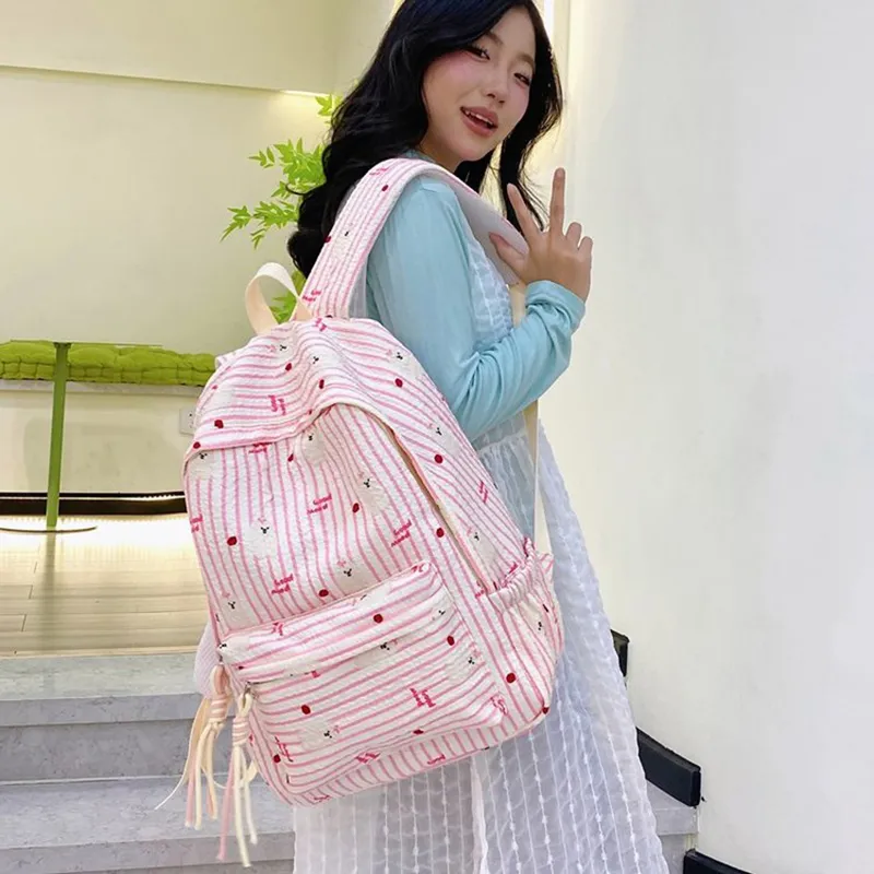 XIANGSU Nylon Backpack Women's Pink/White-4