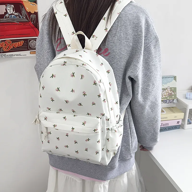 XIANGSU Nylon Backpack Unisex Green/Black/Pink/White-19