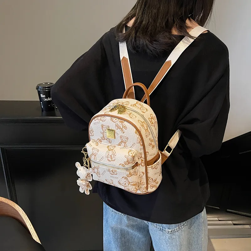 XIANGSU PU Backpack Women's Ecru/Pink/Black/Brown-5