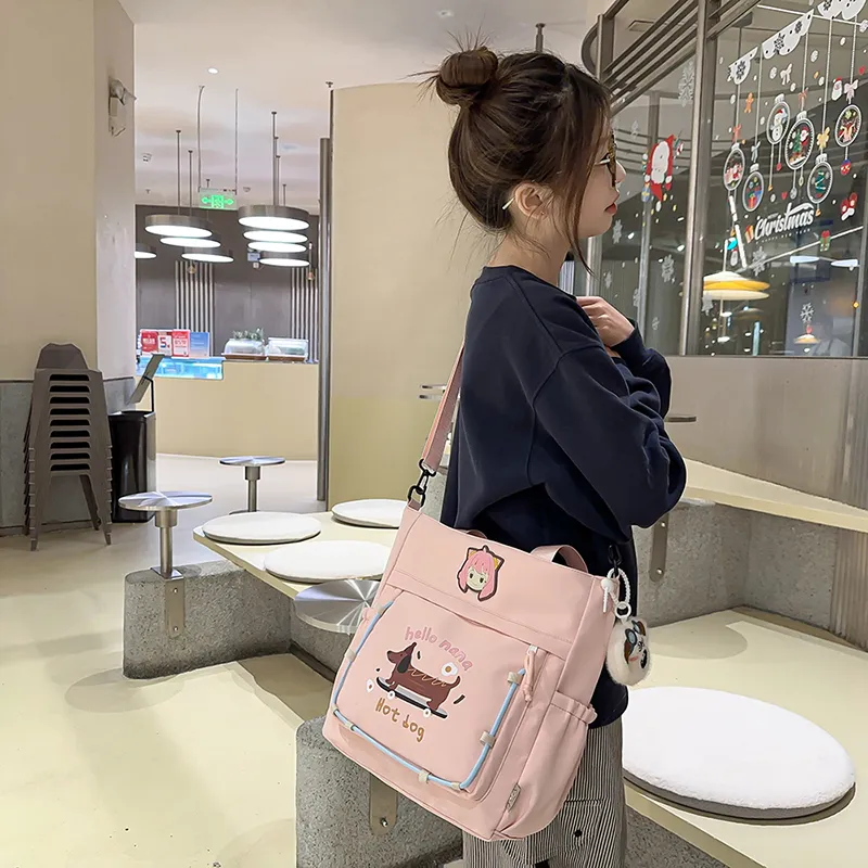 XIANGSU Nylon Tote Bag, Shoulder Bag Unisex Blue/White/Pink/Khaki/Black-13