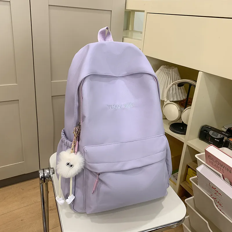 XIANGSU Nylon Backpack Unisex Pink/Purple/White/Brown/Black-6