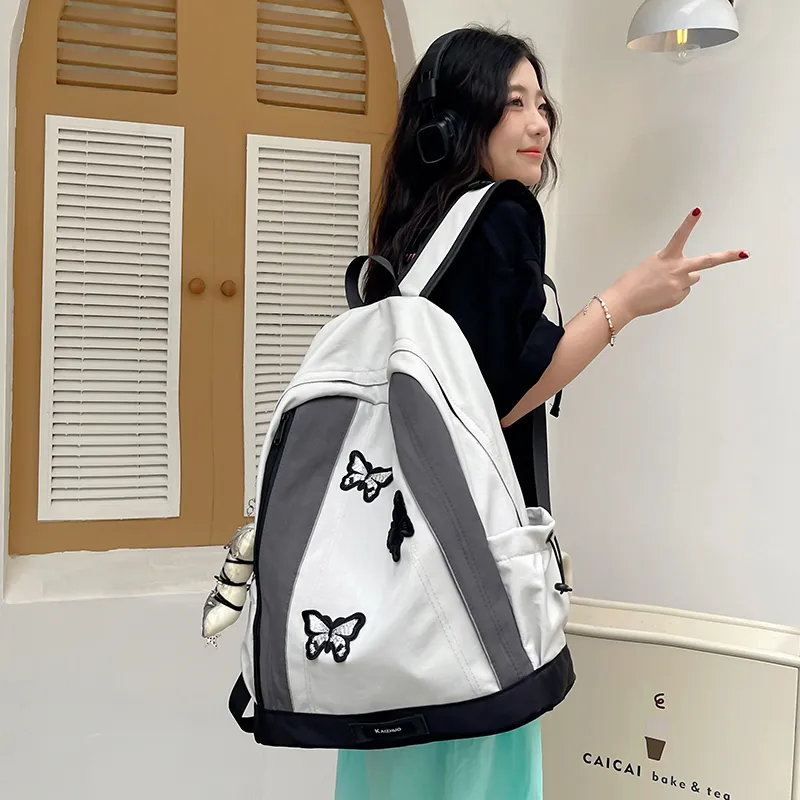 XIANGSU Nylon Backpack Women's Green/Gray-9