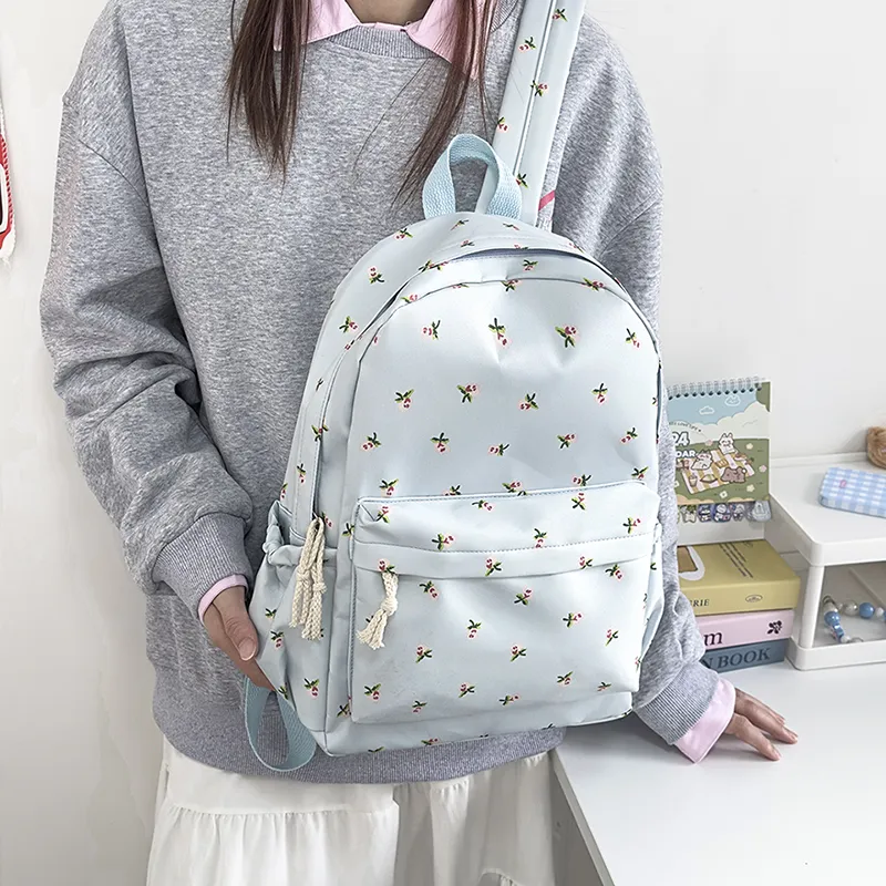 XIANGSU Nylon Backpack Unisex Green/Black/Pink/White-1