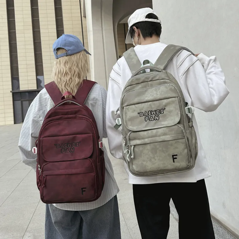 XIANGSU Nylon Backpack Unisex White/Black/Red/Green-17