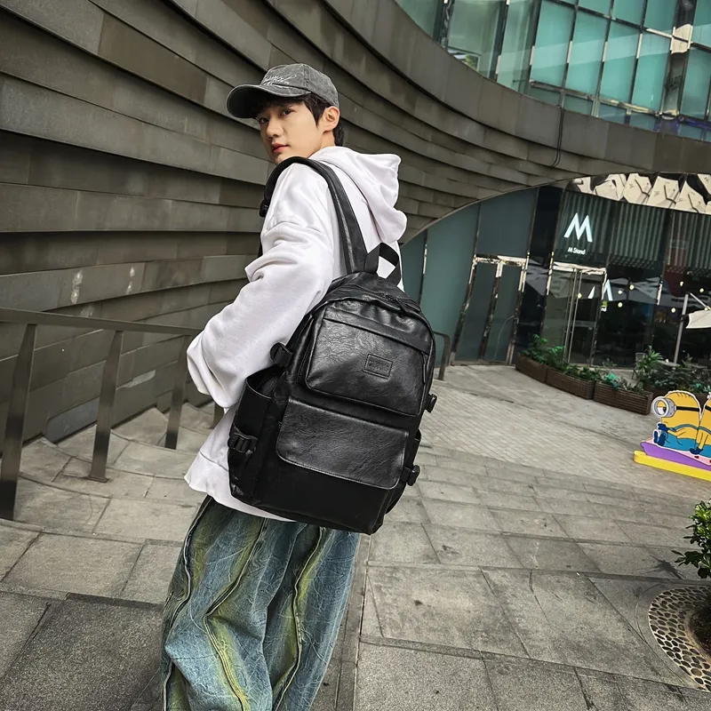 XIANGSU Pu Backpack Men's Black/Brown-2