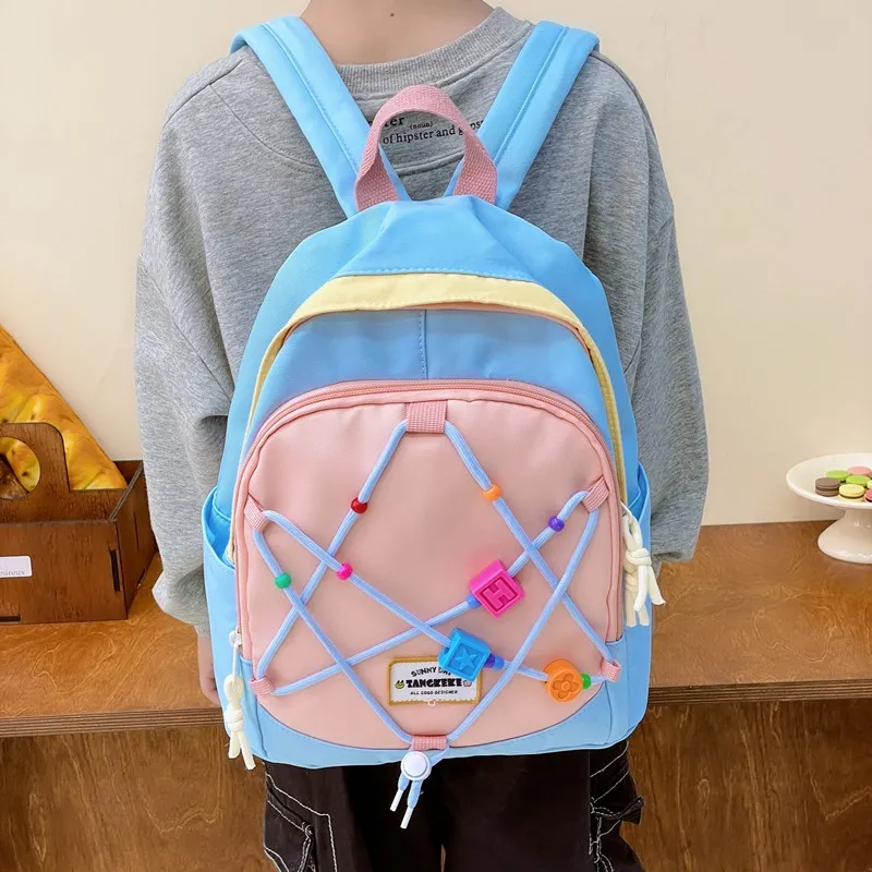 XIANGSU Nylon Backpack Unisex Light Blue/Beige/Pink/Purple/Dark Blue-2