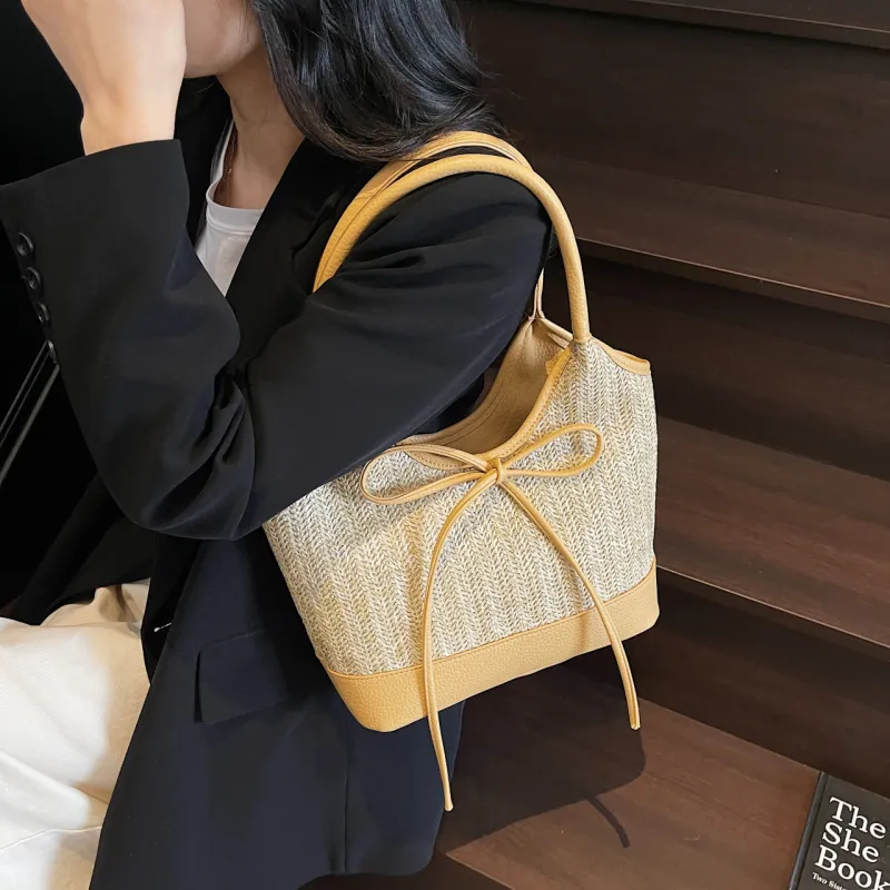 XIANGSU Straw Woven Shoulder Bag Women's Multicolor-11