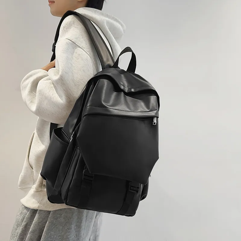 XIANGSU PU Backpack Unisex White/Black/Gray/Brown-8