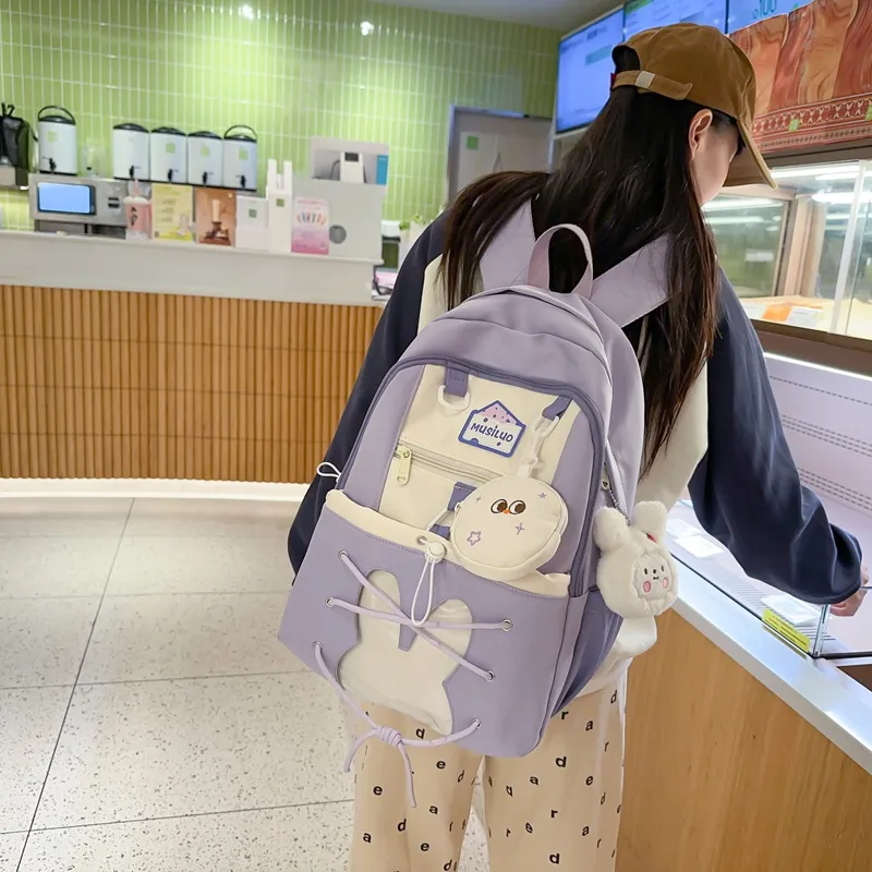 XIANGSU Nylon With PVC Backpack Women's Multicolor-22