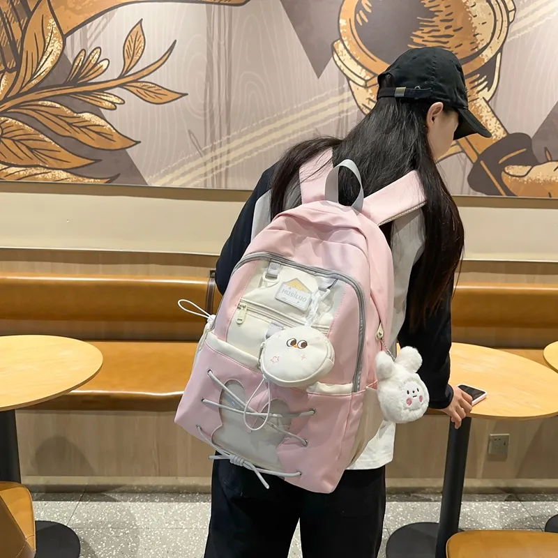 XIANGSU Nylon With PVC Backpack Women's Multicolor-14
