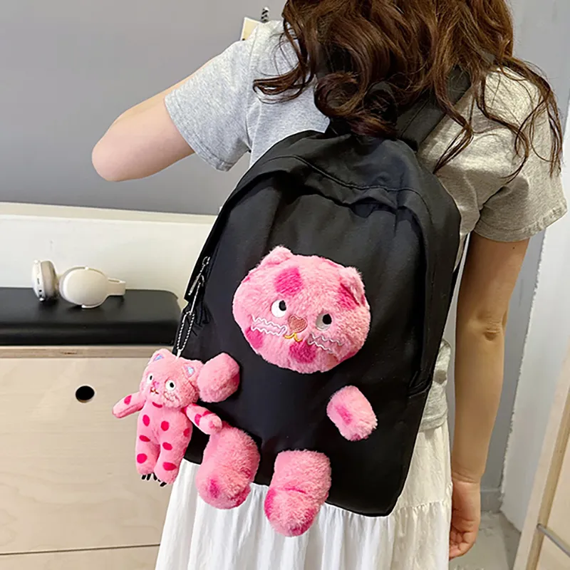 XIANGSU Nylon Backpack Unisex White/Pink/Black/Blue-11